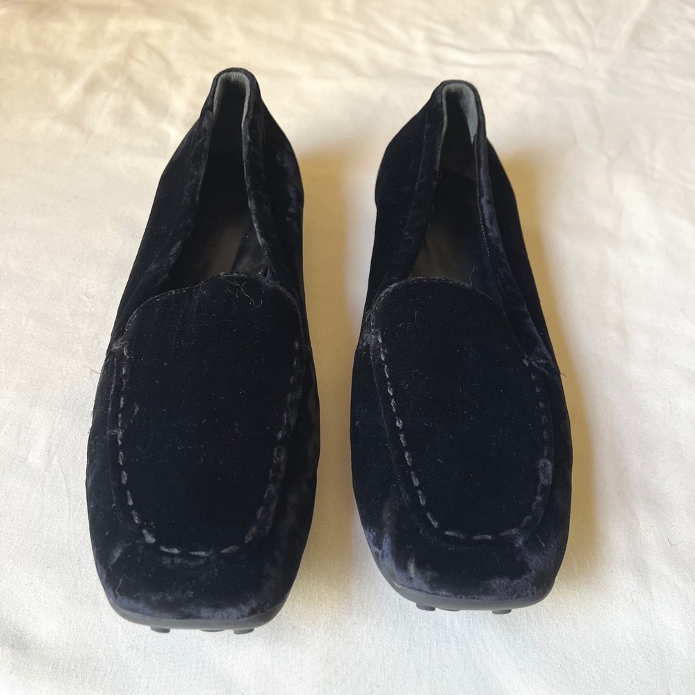 Prada Black Velvet Driving Loafers Flats Shoes Made‎ In Italy Size 39 - Picture 9 of 9